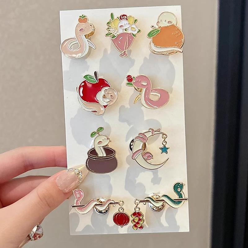 Year Cute Snake Brooch Metal Badge Cartoon Brooch Bags Clothing Accessories