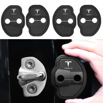 2/4 Piezas Cubierta de Cerradura de Puerta de Coche de Silicona Caja Decorativa Protectora Para Model 3 Y S 2021 Roadster Cybertruck Juguete K80 SpaceX