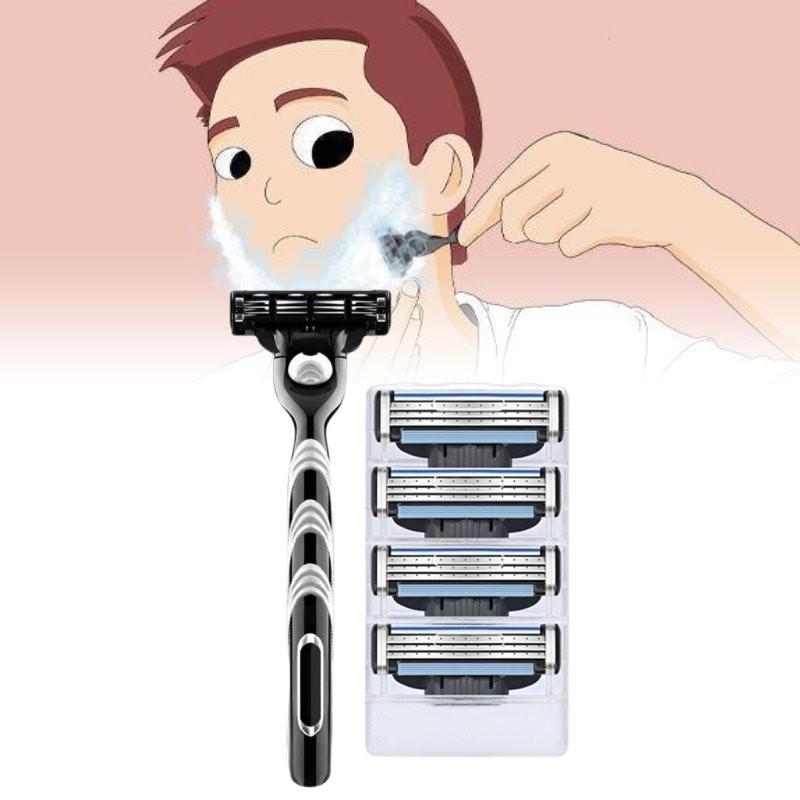 Manual Gillette Men Three Layers Stainless Steel Razor Holder Shave Quick
