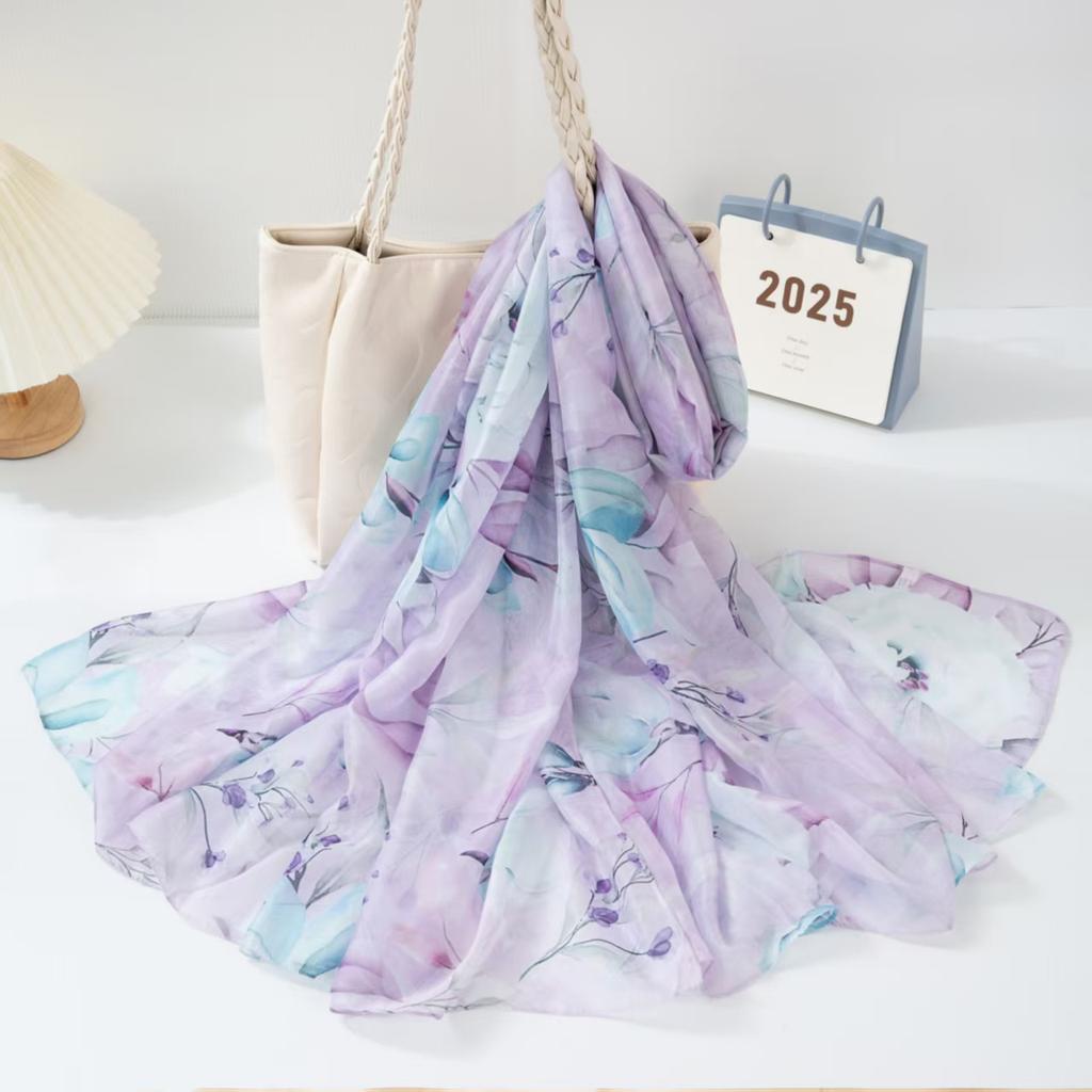 New Silk Scarf Female Fashion Beach Pashmina Bufanda Folral Women Shawl Wraps Bandana Ladies Scarves Large Foulard big Echarpe