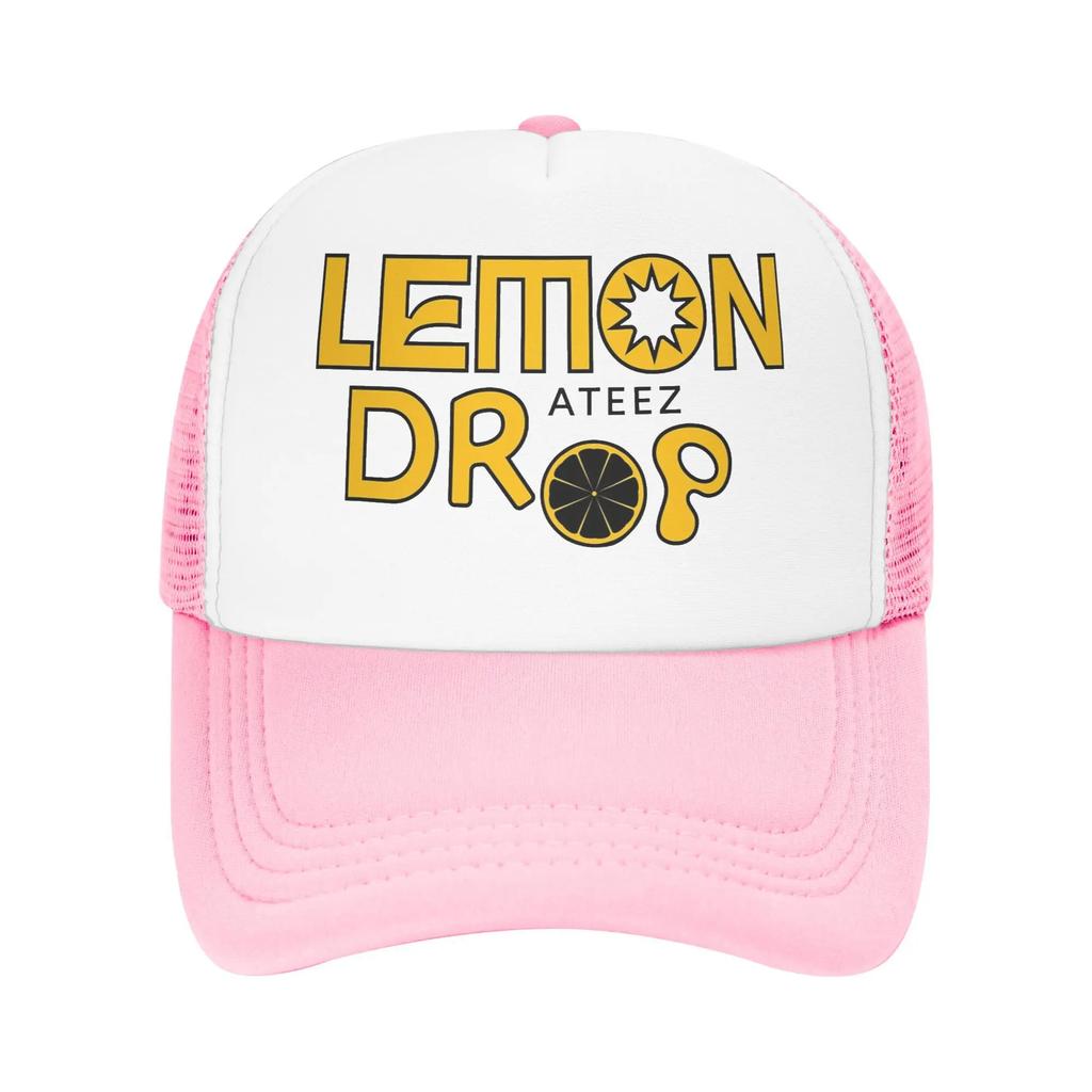 Lemon Drop ATEEZ Kpop Merch Mesh Foam Trucker Hat Summer Outdoor Golden Hour Part Meshback Snapback Cap Sturdy Adjustbale