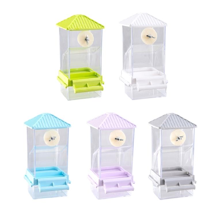 Plastic Parrots Feeder Transparent Bird Cage Food Dispenser Container Box for Small Birds with Anti Clogging Feature