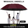 130CM Large Folding Umbrella Heavy-Duty Reinforced Compact Travel Windproof Unisex Solid Color Umbrella for Business Home Use