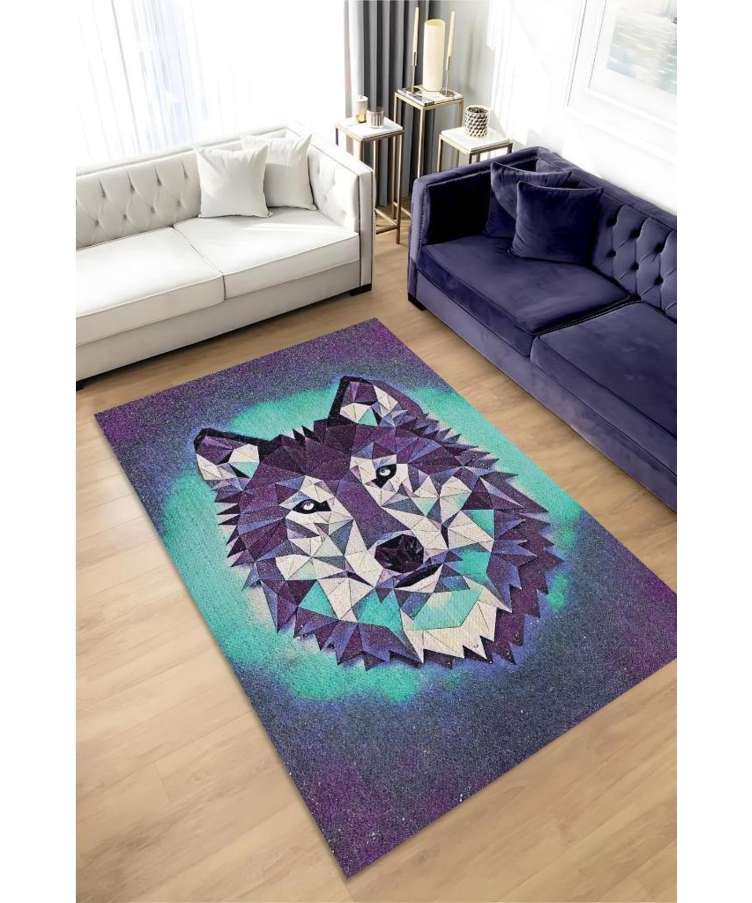 

Siberian Husky Cotton Woven Based Washable Decorative Carpet