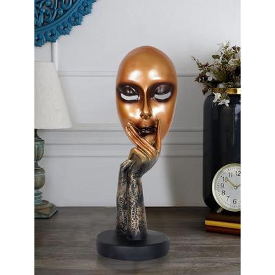 Resin Human Lady Face Showpiece, Medium, 1 Piece, Golden
