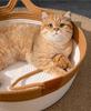 Handwoven Cotton Rope Cat Bed - Breathable & Easy to Clean, Foldable Scratchable Hammock with Cat Ear and a Playing Ball for Cat