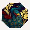 Elegant Peacock with Lotus Flower Circular Art Print Umbrella, Portable 3-Fold Compact Umbrella for Men & Women R154