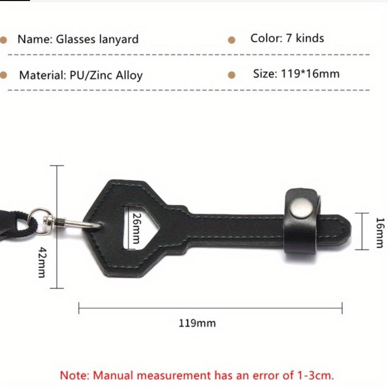 Bærbar nøkkelformet brilleetui hengende halsklemme solbrilleposer kvinne mann PU-lær brillesnor beskyttelsesdeksel