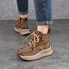 Fashion GKTINOO Women Boots Genuine Leather Sneakers 2024 New Lace-up Round Toe Women Handmade Retro Ankle Platform Boots