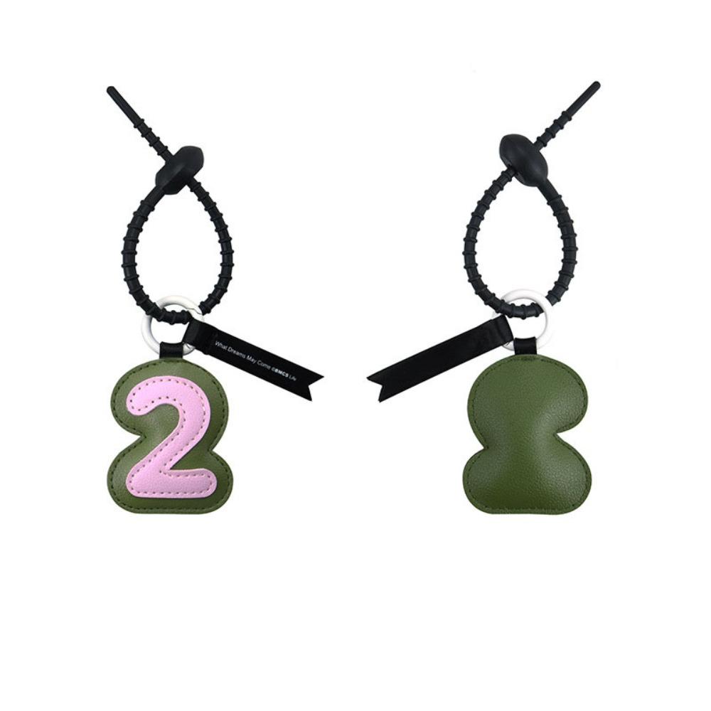 Bag Charm Number PU Leather Keychain Anti-lost Bag Decoration Lucky Number Car Key Chain Girl Heart Trinket Leather Key Ring