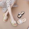 Strandsandalen Pantoletten Hausschuhe Keilabsatz Weiche Sohle Rutschfest Floral Heimschuhe für Damen Hausschuhe Frau