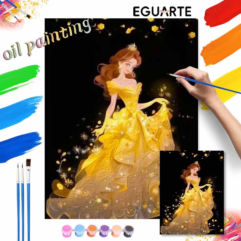 Disney Beauty and the Beast Belle oil paint by numbers painting kit handmade diy home decor gifts wall art canvas painting set crafts