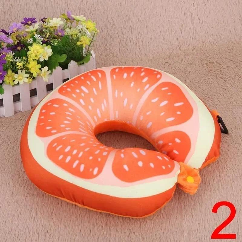 Travel Portable Fruit U Shaped Pillow Cushion Nanoparticles Neck Pillows Office Cervical Pillow  Fruit Pattern Travel Pillow