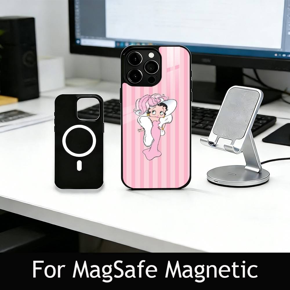 Be-Tty Boo-P Phone Case For iPhone17,16,15,14,13,12,11 Plus,Pro Magnetic with Magsafe Wireless Charging