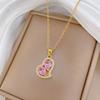Irregular Pink Love Light Luxury Temperament Gorgeous Full Diamond Necklace Female Versatile Collarbone Chain Titanium Steel Chain