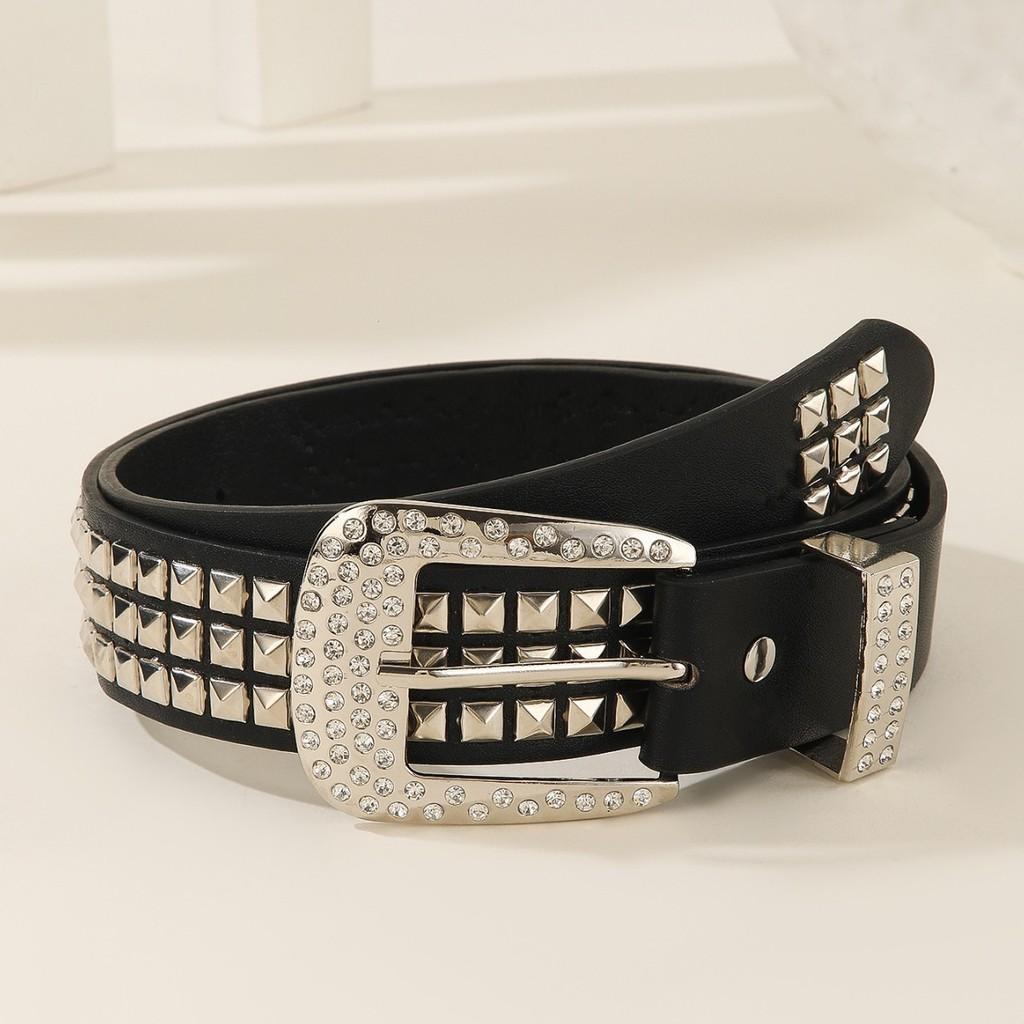 Rivet Fashion And Rhinestone Decoration Women Casual Wide Belt Daily For