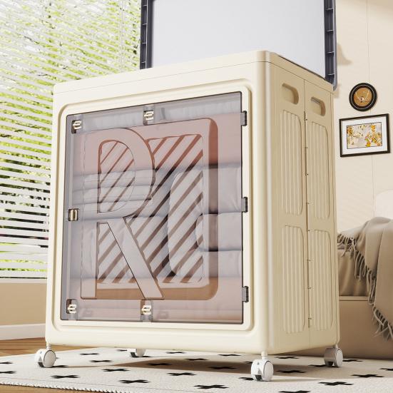 Pojemnik na ubrania z pokrywą, kółkami, dużą pojemnością, podwójnymi drzwiami, składany, na pranie, ubrania, pościel