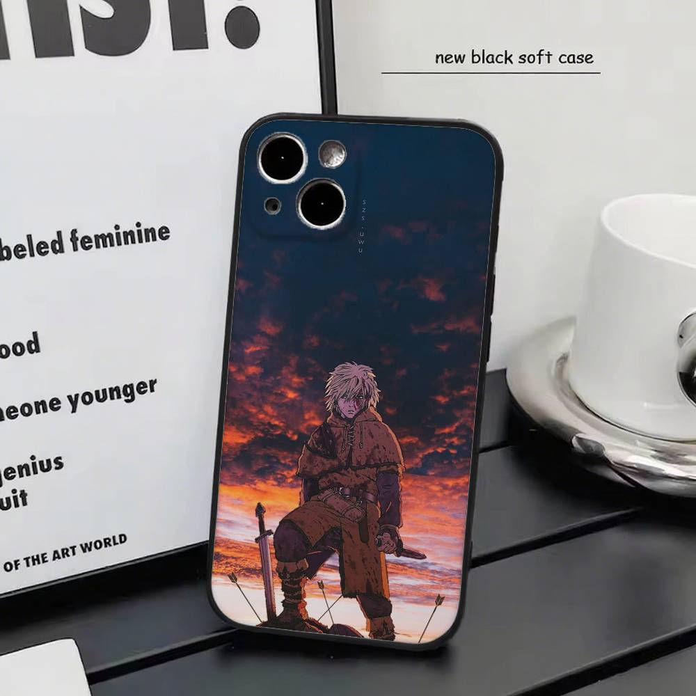 v-Vinland Saga For iPhone 13,17,11,12,16,14,15,Plus,Pro Max Soft Silicone Black Phone Case
