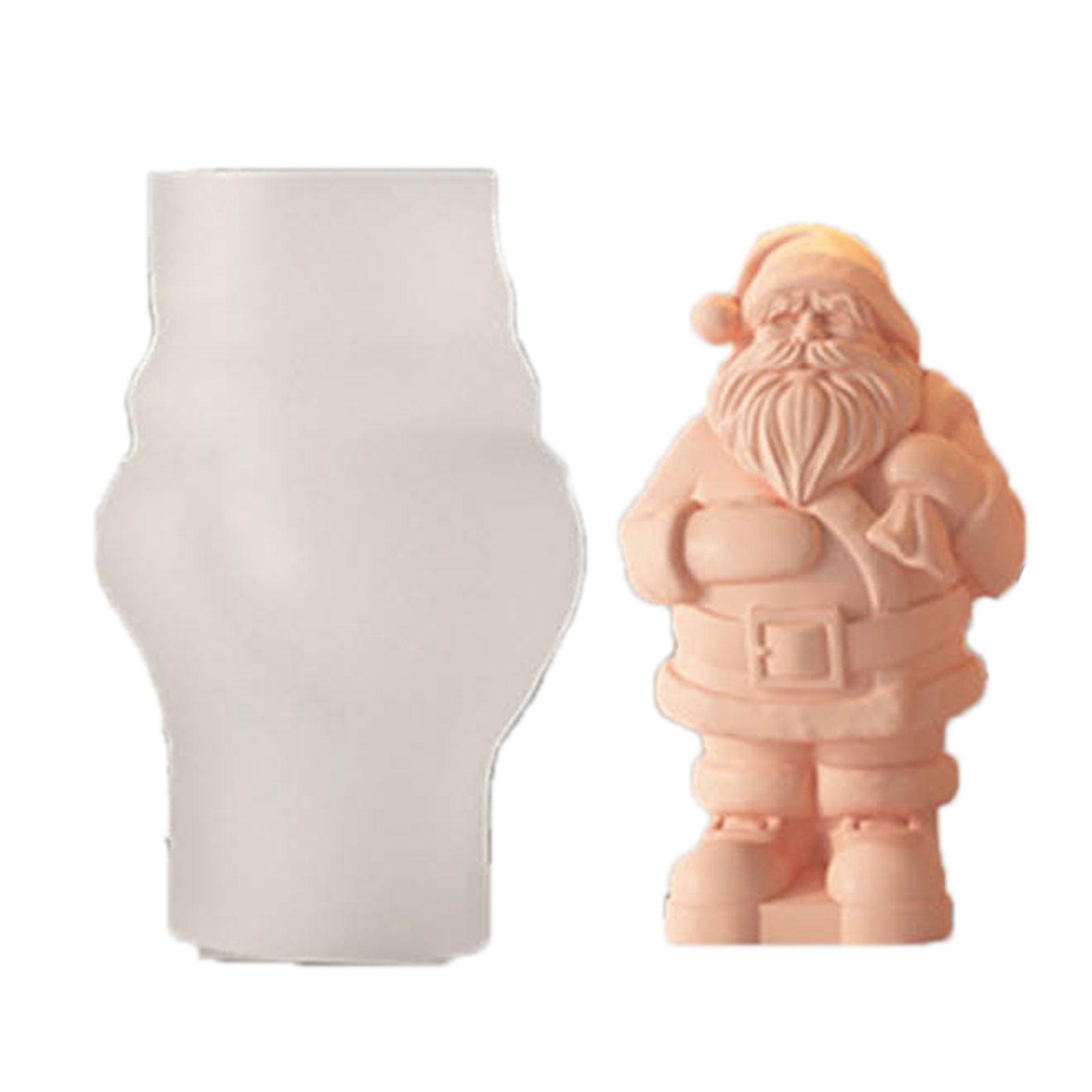 Christmas Candle Mold 3D Santa Candle Mold Non stick Easy to Demold for DIY Candle Soap Plaster Ornament Home Decoration