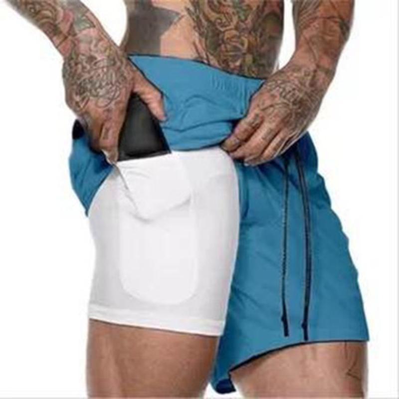 Sportshorts Mannen Sportkleding Dubbellaags Hardloopshorts Strandbroek Zomer Sportschool Fitness Training Jogging Korte Broeken