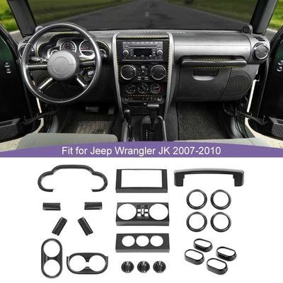 ABS Carsteering Dekorace středové konzoly Kryt Nálepky Držák poháru Pro Jeep Wrangler JK 2007-2010 Příslušenství interiéru auta