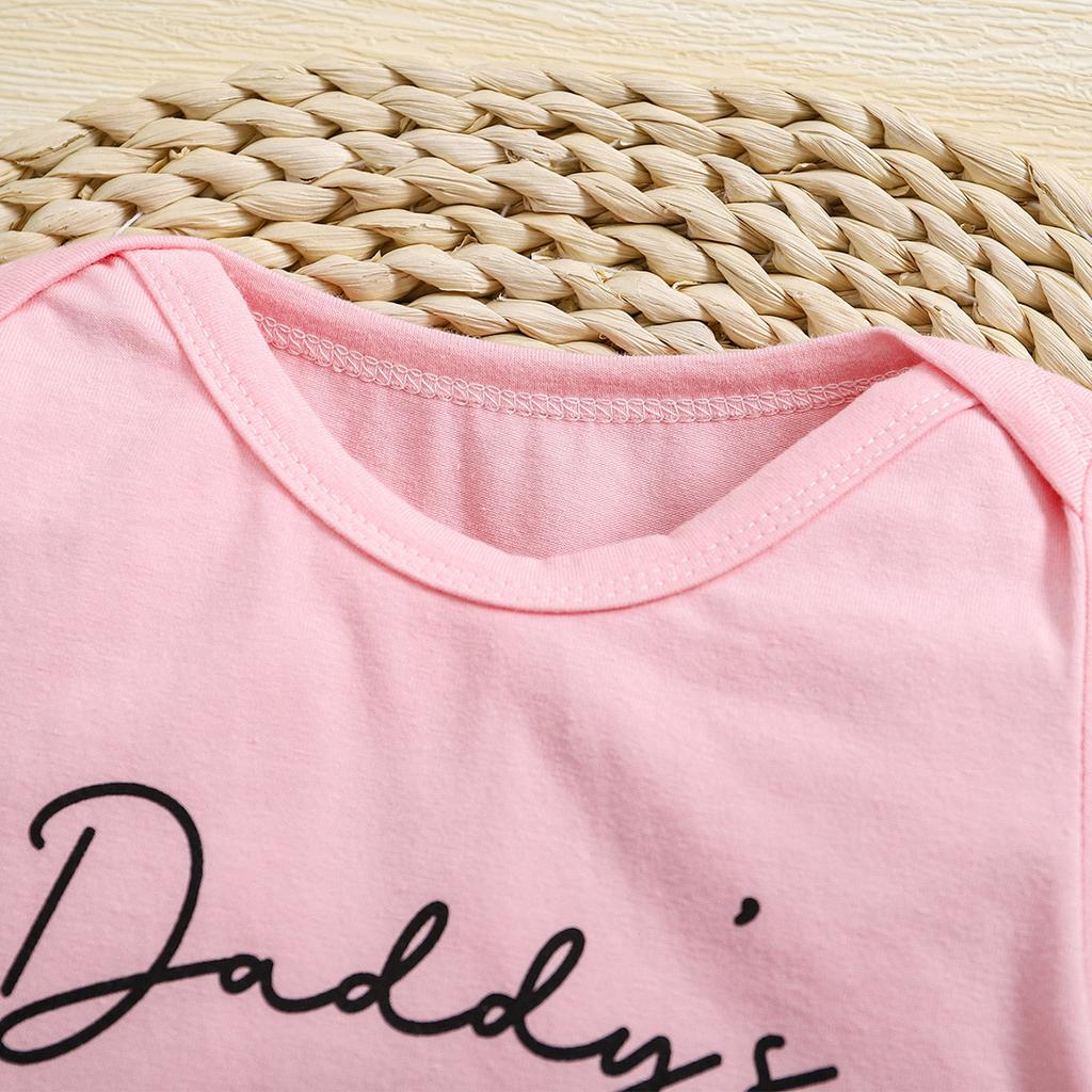 Baby Print Baumwoll Body „Daddy's Little Girl“ Rosa Kurzarm Jumpsuit Onesie