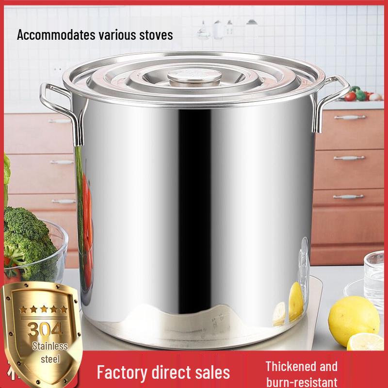 Stal Nierdzewna 304 Bardzo Gruba Garnek do Zupy z Pokrywką - Duża Pojemność Garnek do Rosół i Przechowywanie Oleju/Ryżu do Użytku Domowego lub Komercyjnego