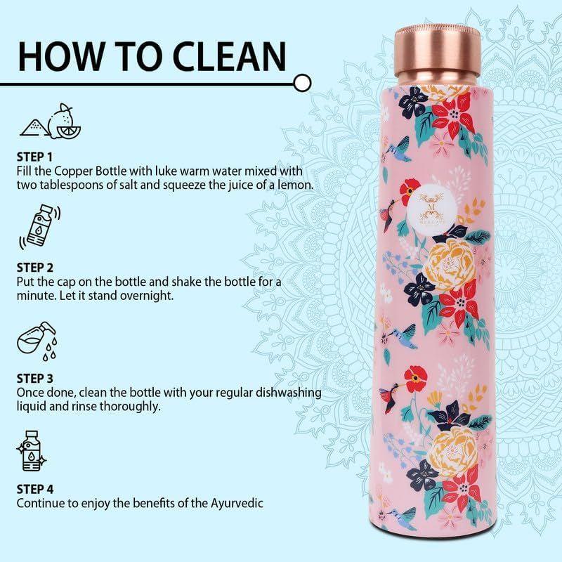 Embrace Wellness Copper Water Bottle - Advanced Leak Proof, Joint Less Design (900ml)
