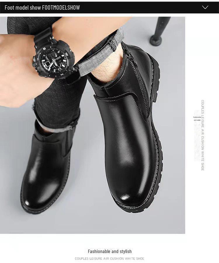 2023 Autumn Men's High-Top Boots: All-Match European Style Zipper Martin Boots, Casual Korean Version