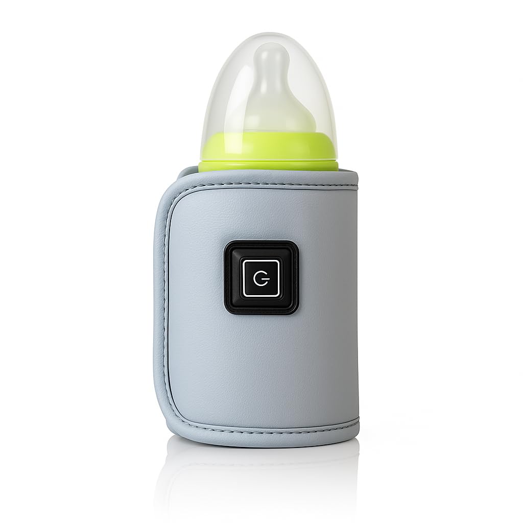 

HapiChil Milk Warmer [Cute Leather-Look Design] 4 Colors USB-Powered Portable Baby Bottle Milk Warmer