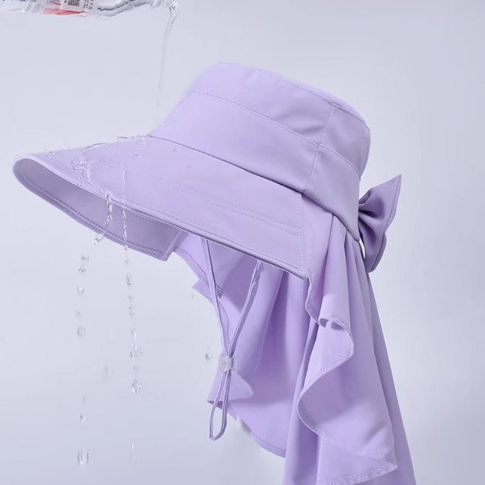 Pălărie de soare cu șal și fundă, cu gaură în coadă de cal, Aiti UV, pălărie Fishman, pălărie de plajă cu parasolar la modă