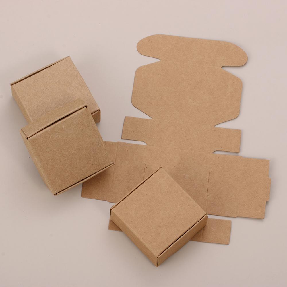 10 BUC Fund Carton Bomboane Cutie Handmade Pachet Pătrat Învelire Hârtie Kraft