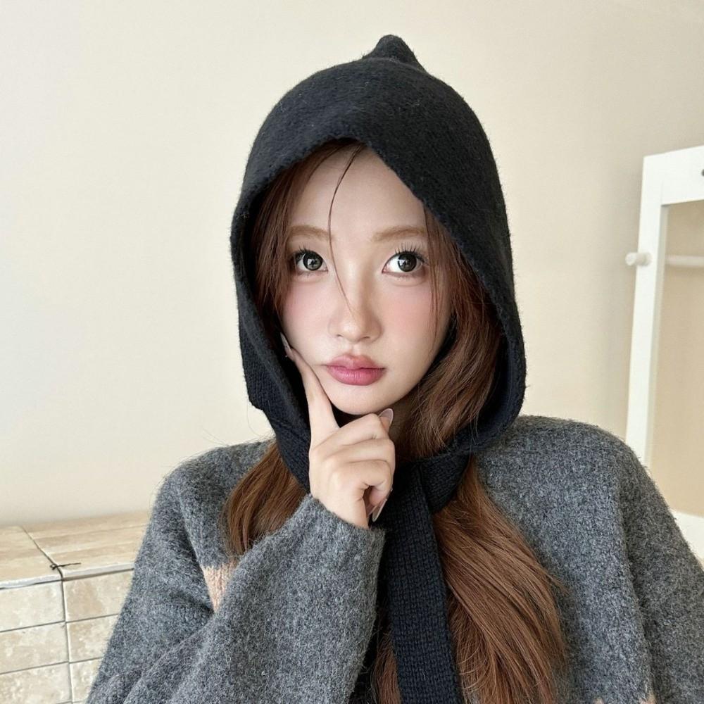 Soft Balaclava Cap Korean Style Knitted Beanies Hats Vintage Scarf Hat  Outdoor
