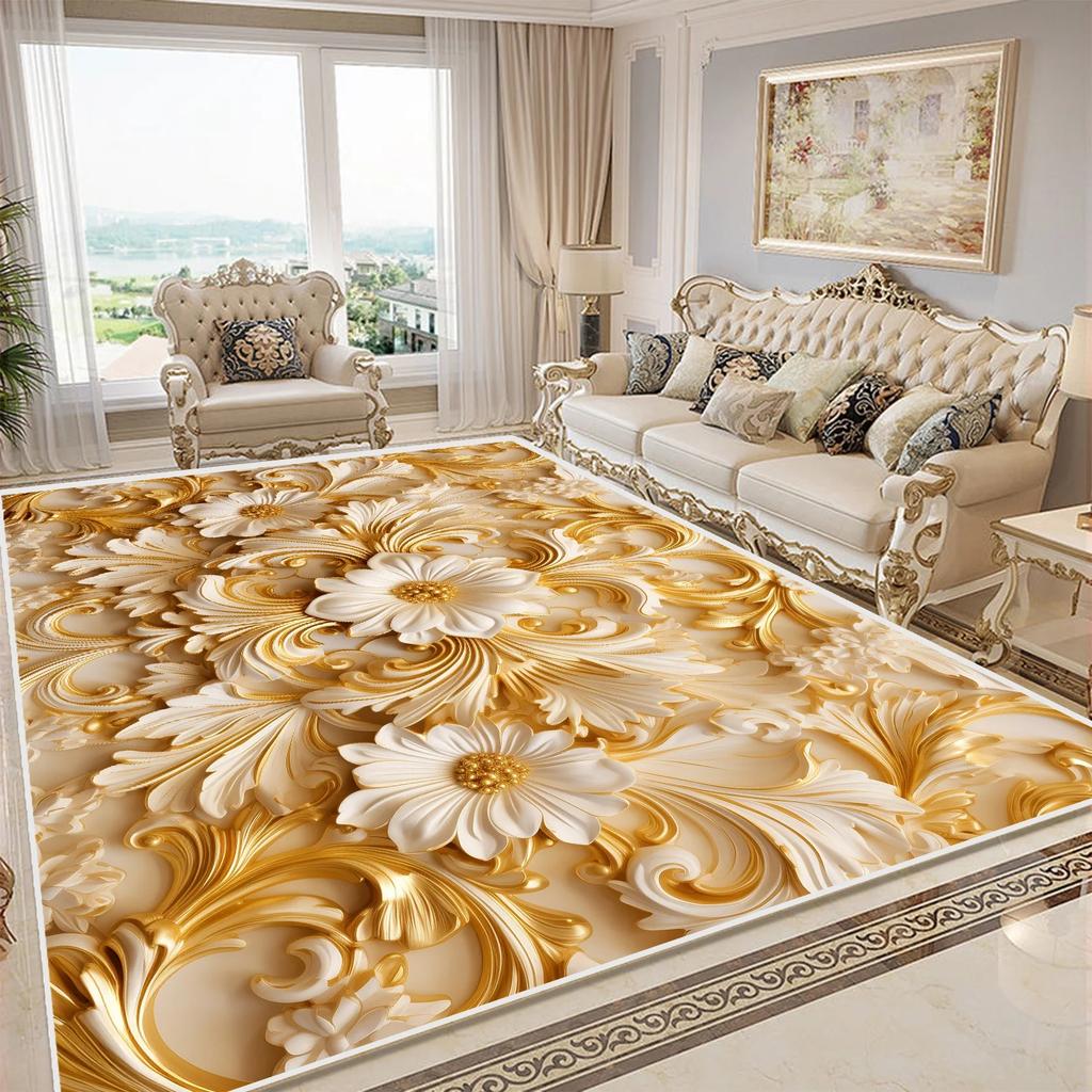 Flower 3D Carpet for Bedroom Home Decor Large Area Living Room Soft Rug Kitchen Anti-Slip Lounge Bathroom Corridor Mat Decorate