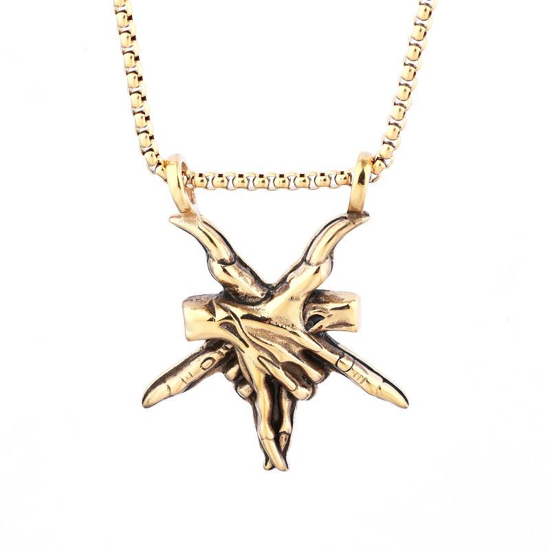 

Devil finger pendant stainless steel jewelry gothic necklace