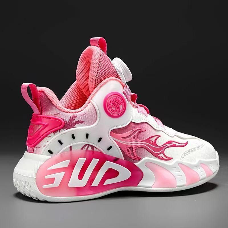 Rotating button boy's shoes children's summer mesh breathable primary school students sports shoes medium and large children's casual basketball shoes