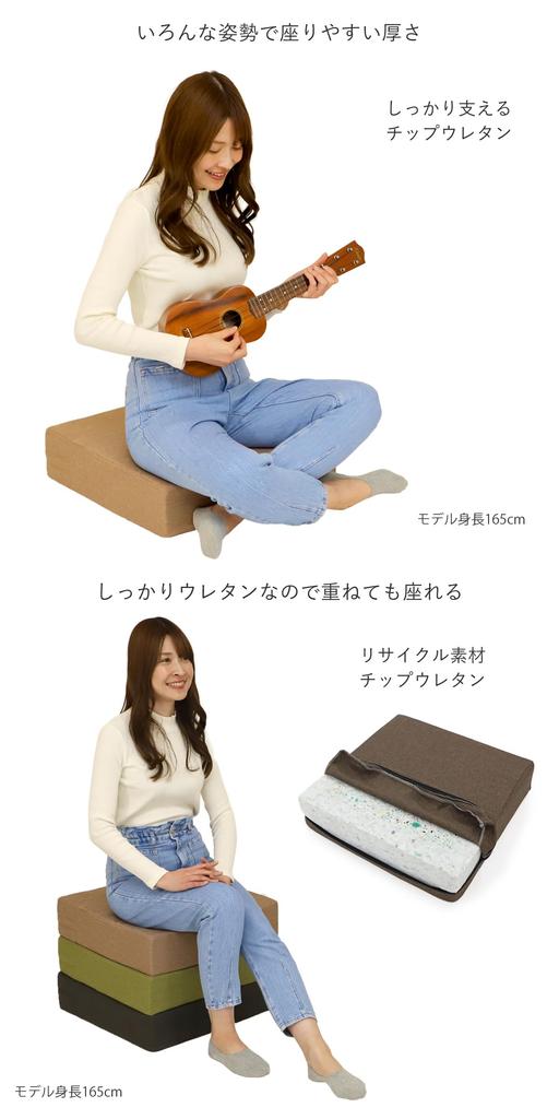 [Zaisu Senka] Firm Urethane Floor Cushion 2 (Brown)