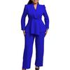 Damskie Zestawy 2-częściowe Plus Size Blazer z Długim Rękawem z Falbaną i Nierównym Dołem + Spodnie Garnitur Biznesowy Zestaw do Pracy Biurowej