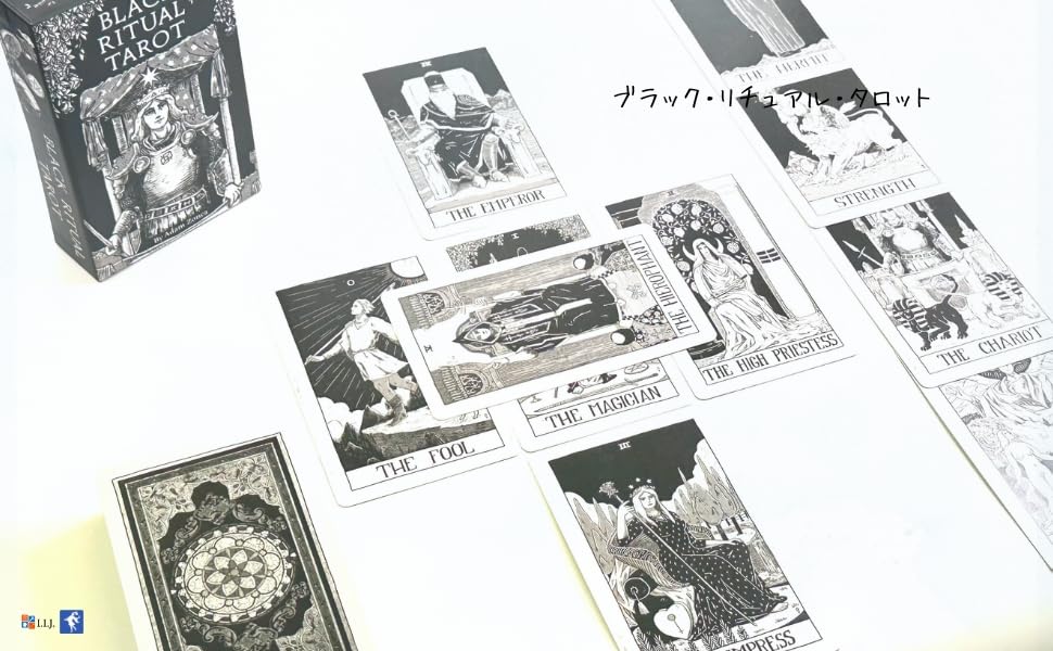 Tarotové karty s váženou verzí, 78 listů, věštění, rituál, japonské vysvětlení, manuál v ceně IIJ [Černý tarot] [Originální produkt]