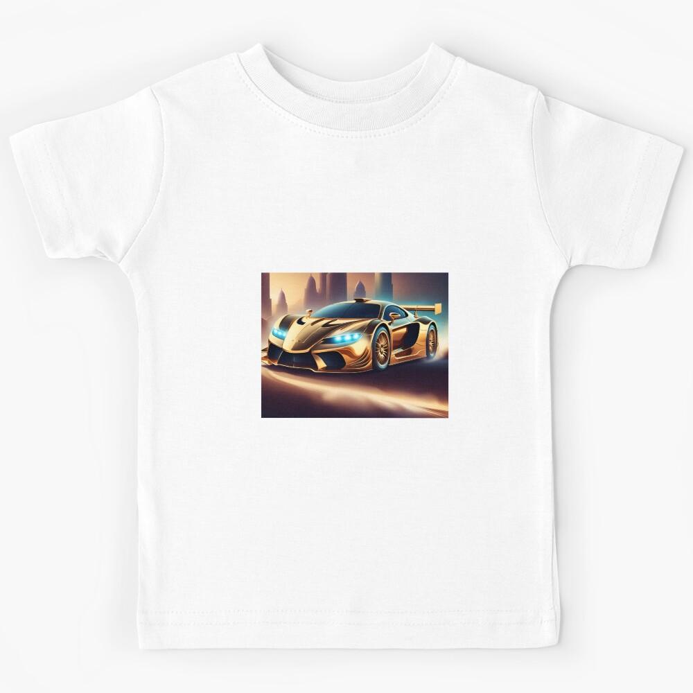Epic Gold Sports Race Car Design Kids T-Shirt 130