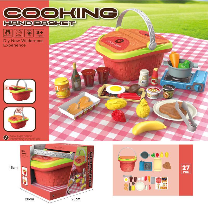 Children'S Play House Kitchen Furnace Tools Tools Simulation Fruit Vegetable Food Storage Basket Toy Set