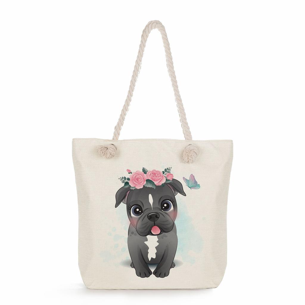 Multifunctional Cute animals Printed Thick Rope Shoulder Beach Bag 7586 KTB