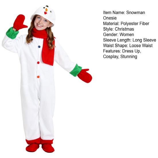 Çocuk Noel Kardan Adam Tulum Unisex Kardan Adam Cosplay Kostümü Kışlık Peluş Tek Parça Pijama Eldivenli ve Atkılı Erkek Kız Çocuklar İçin