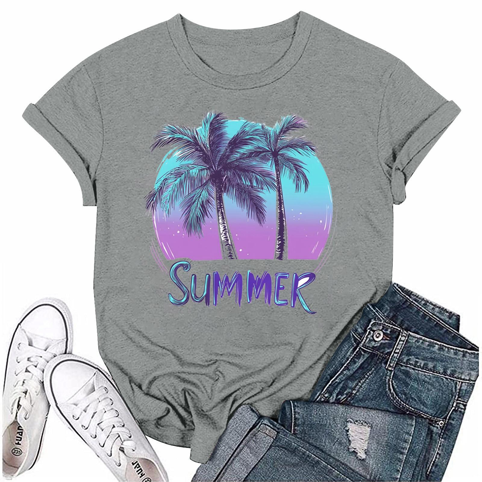 

Женская мода с принтом, круглым вырезом, коротким рукавом, футболка, пуловер, топ L