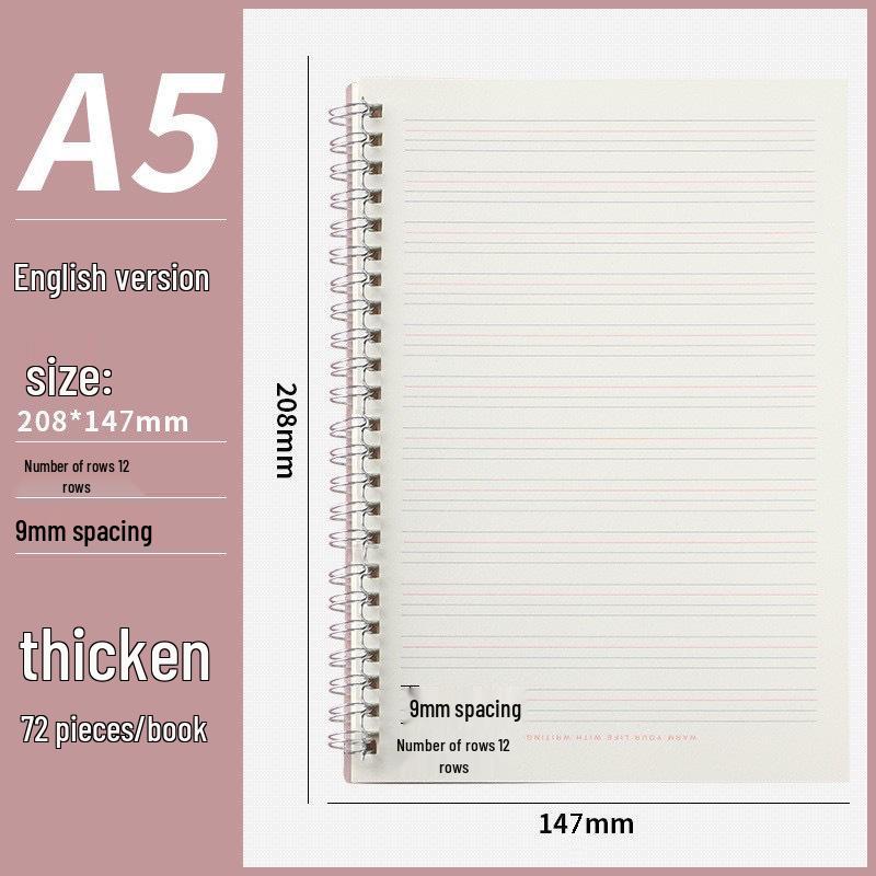 Clear PP Cover Spiral Notebook, Student Grid & Lined, Large B5 Size