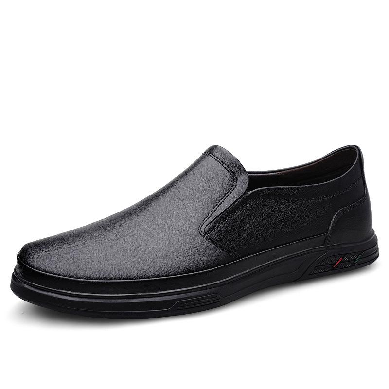 

Spring and Summer Business Leisure Hollow Leather Shoes, First Layer Cowhide Breathable Single Shoes, Soft Sole Non-slip Cover Feet, Men s Shoes One 37 чёрный