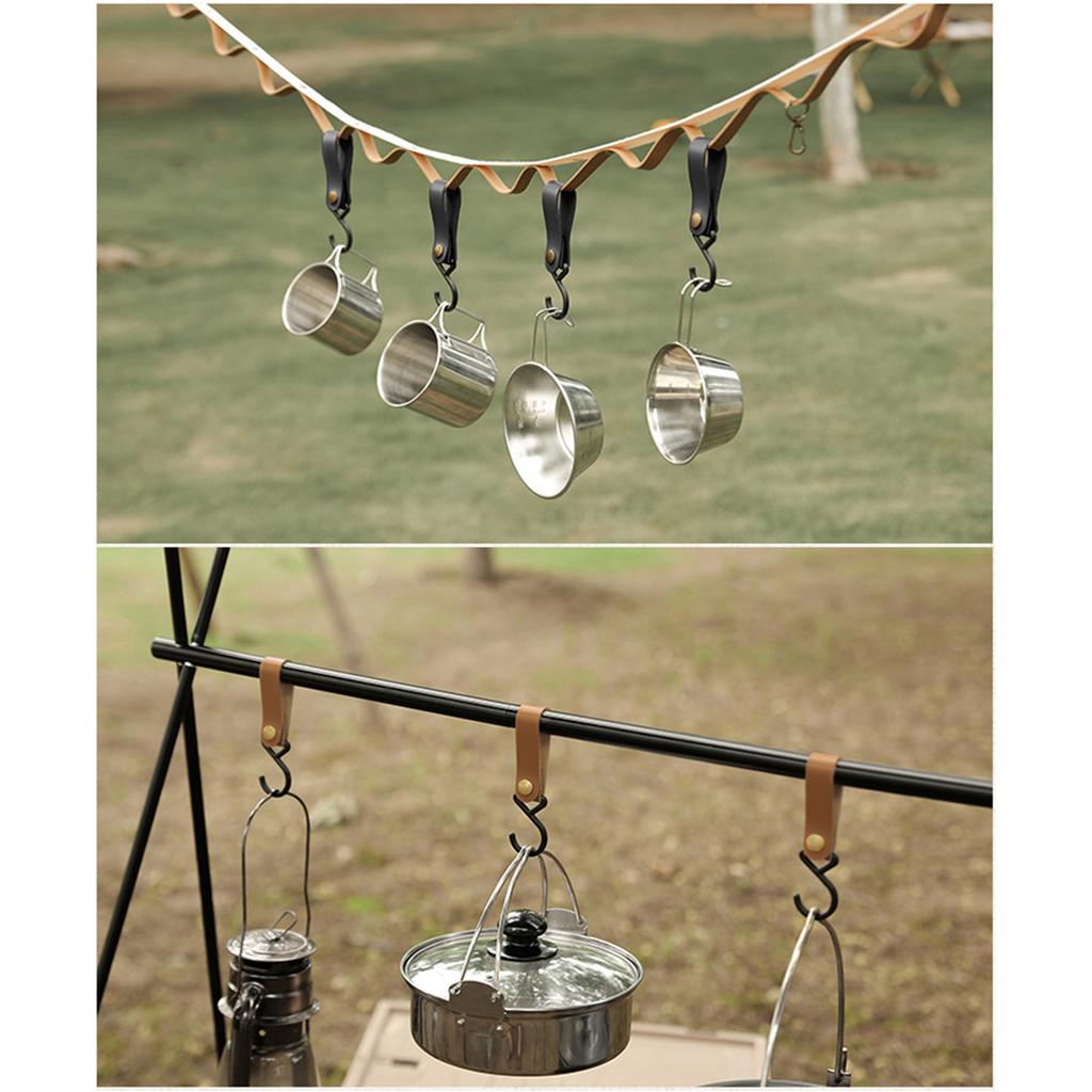 8 Pack PU Leather S Hooks No Drilling Hanging Hooks Leather Straps with Hooks Multifunctional S Hooks Set for Hanging