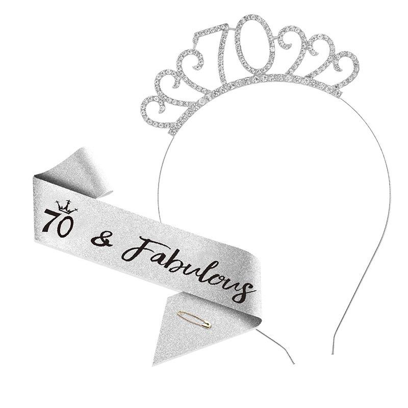 Cross-Border Digital Birthday Crown Set: Headdress, Party Shoulder Strap & Etiquette Belt Photo Prop for Girls