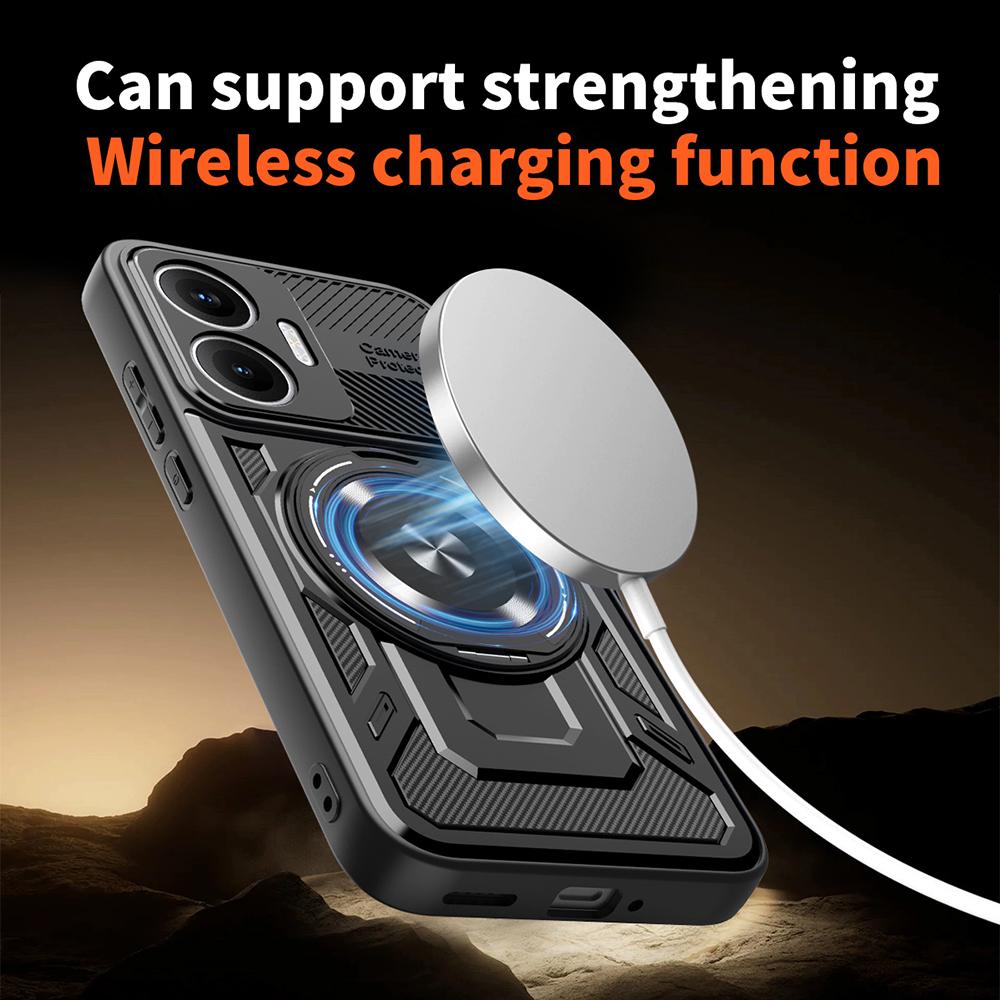 For Xiaomi Redmi Turbo 4 Pro 5G Magnetic Case Rotating Kickstand TPU+PC Phone Cover