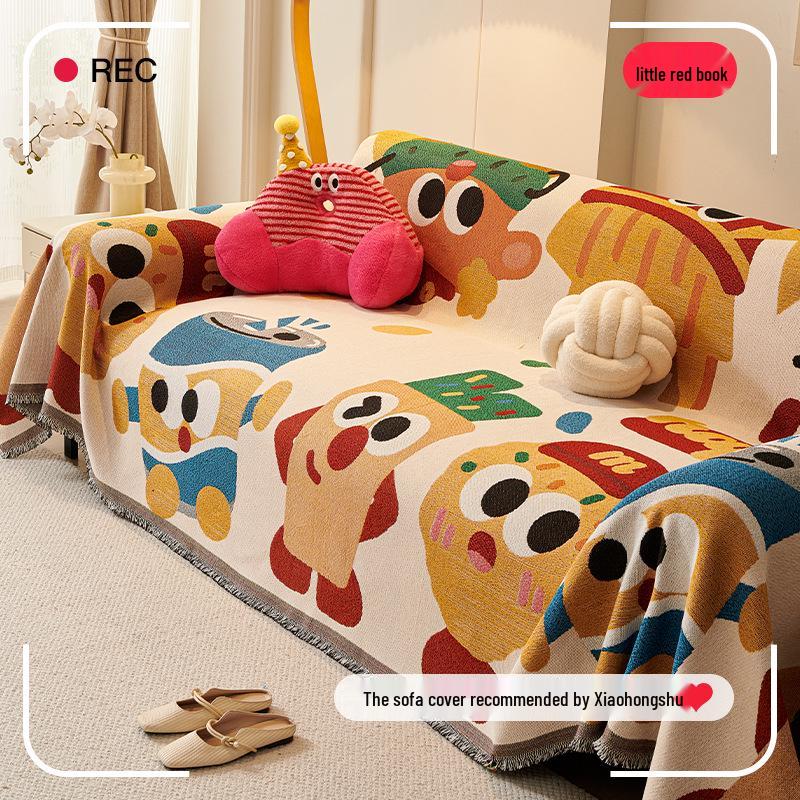 Happy Snacks Stain-Resistant Non-Slip Sofa Cover Blanket